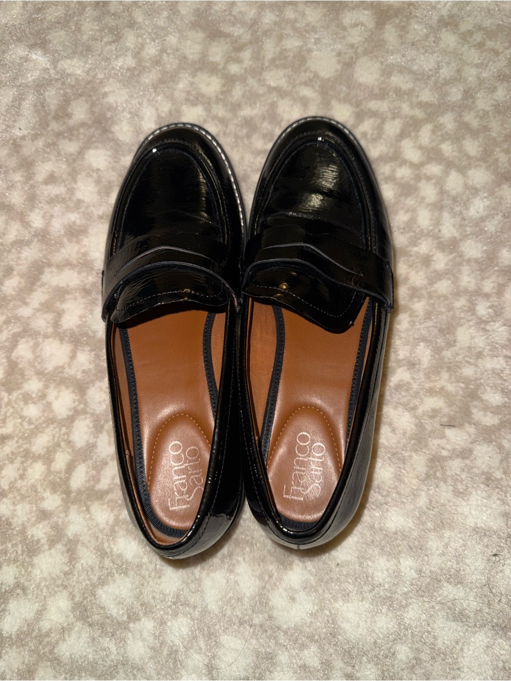 Franco Sarto Women's Black Patent Leather Penny Loafers